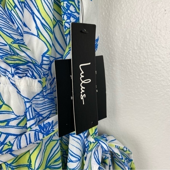 Lulu's Sunrise in Paradise Blue Multi Tropical Print Maxi Dress Size M NWT - Picture 12 of 15